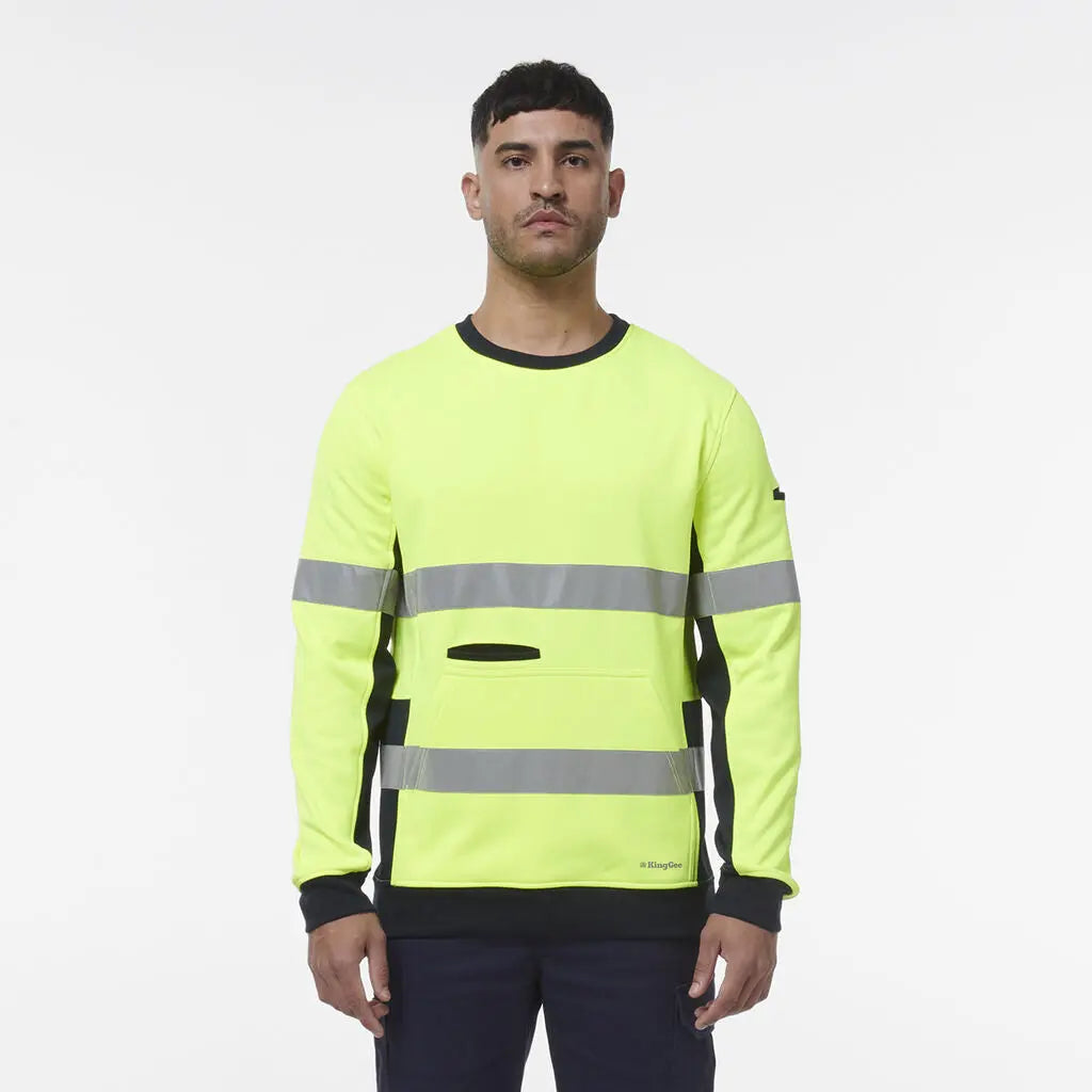 KingGee Hi Vis Spliced Taped Crew Neck Fleece K55058